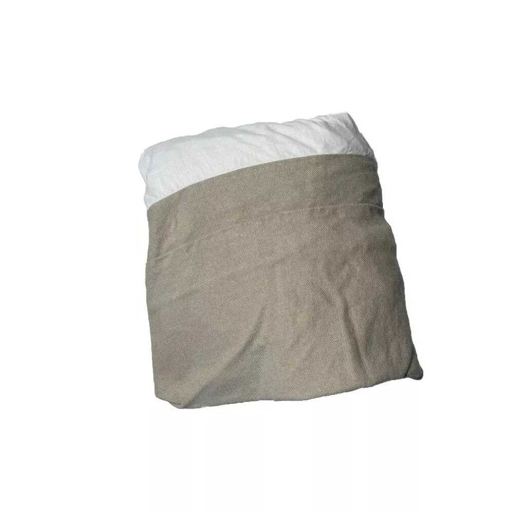 West Elm Twin Size Box Springs Cover Khaki Brown Cotton & Linen Blend Bedding